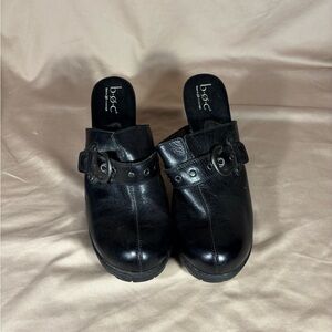 Women’s BOC Born Concept Cogs mules Slip Ons Black With Buckle heels size 10